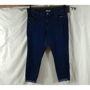 California Vintage Women's Blue Skinny Mid Rise Cuffed Hem Jeans Plus Size 20